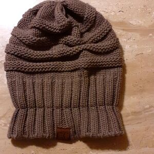 C.C. Slouch Knitted Cap in Tan Khaki Logo Size OSFM